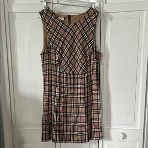 Vintage Esprit de Corps Brown Plaid Sleeveless Dress - Size 11/12